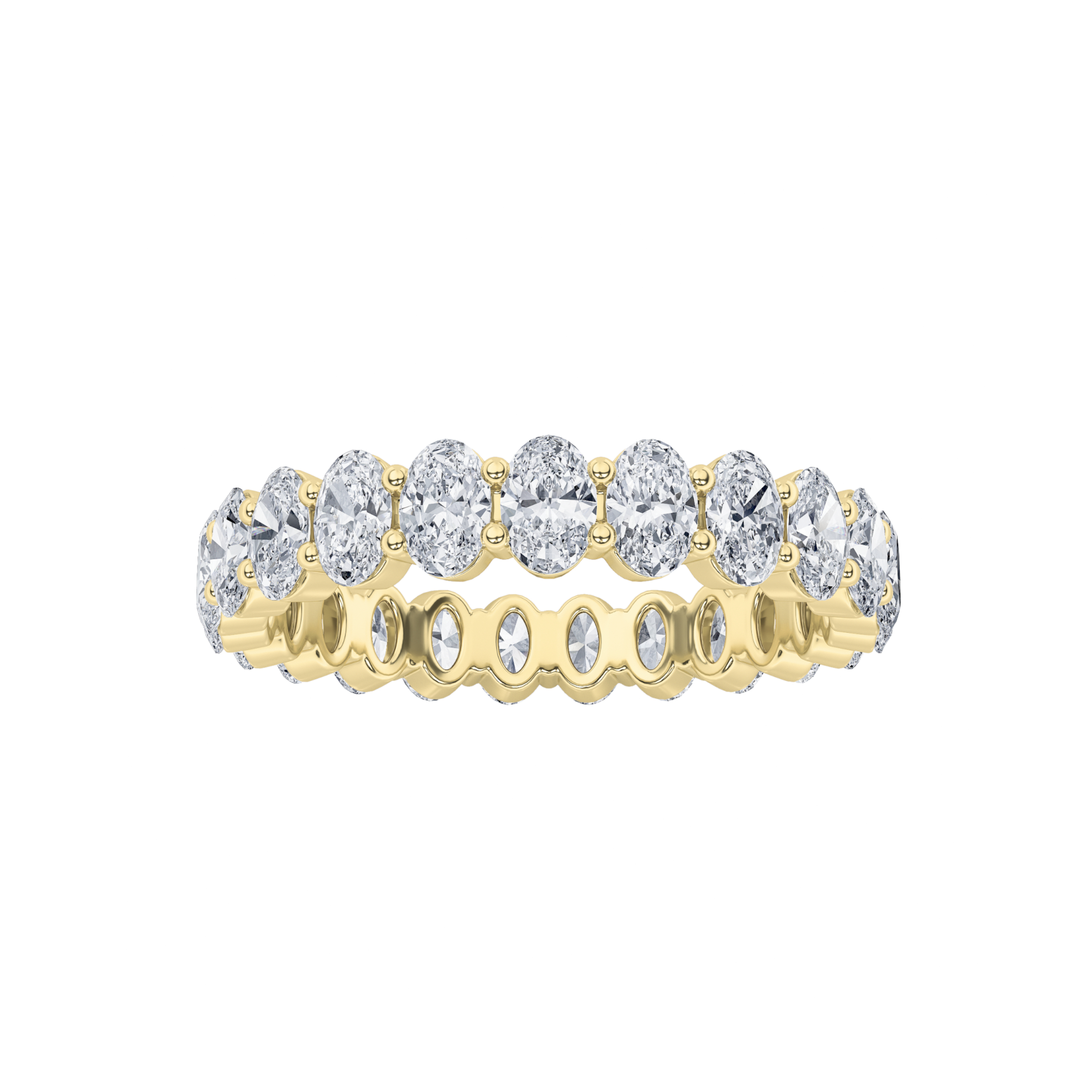 2.5Cttw Oval Shaped Lab Grown Diamond Split Prong Eternity Ring in 14K Gold (F/VS)