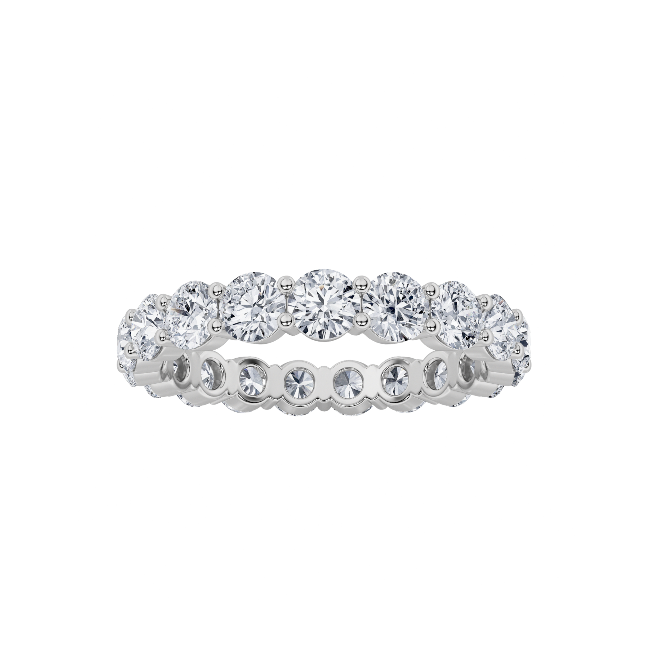3.3Cttw Round Shaped Lab Grown Diamond Split Prong Eternity Ring in 14K Gold (F/VS)
