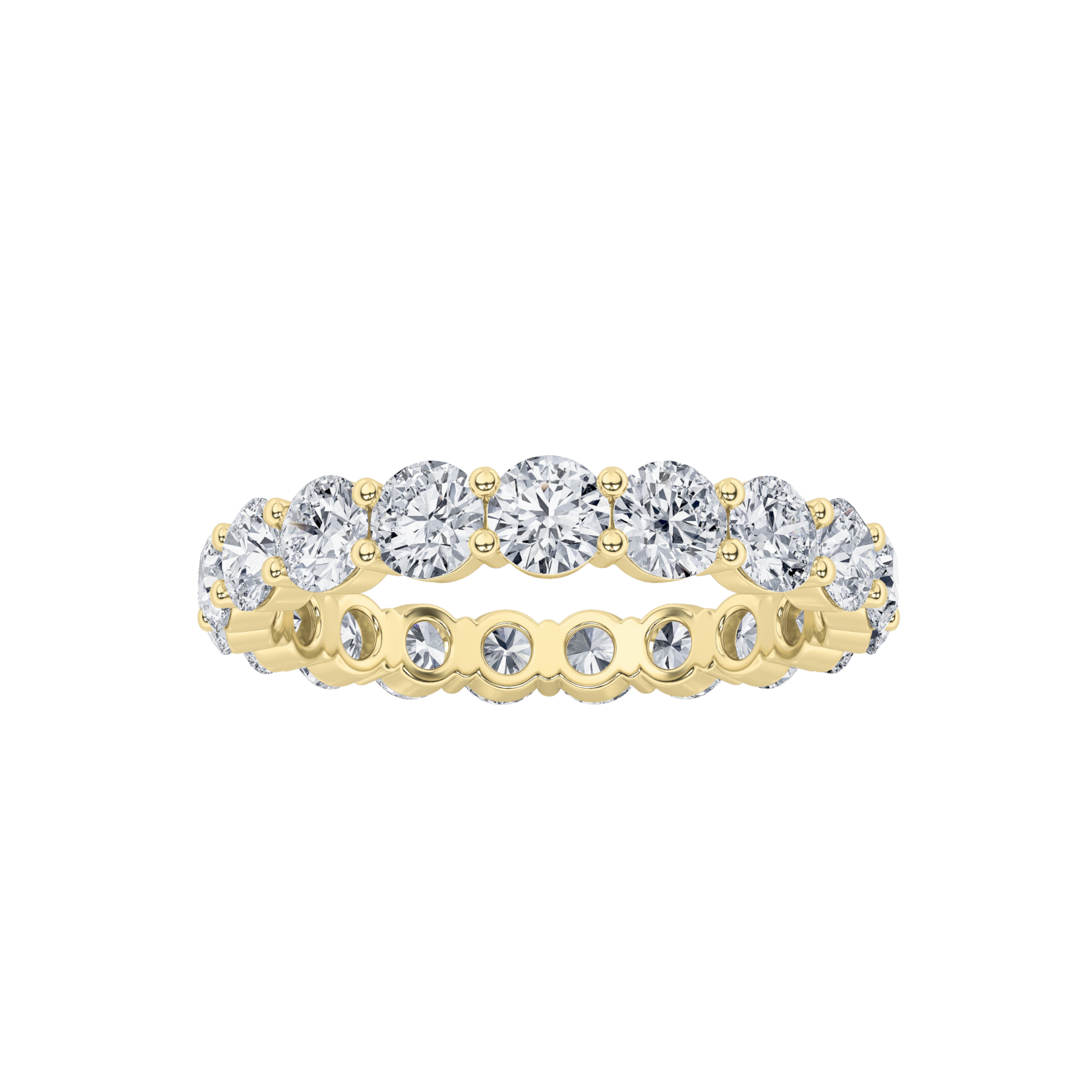 4Cttw Round Shaped Lab Grown Diamond Split Prong Eternity Ring in 14K Gold (F/VS)