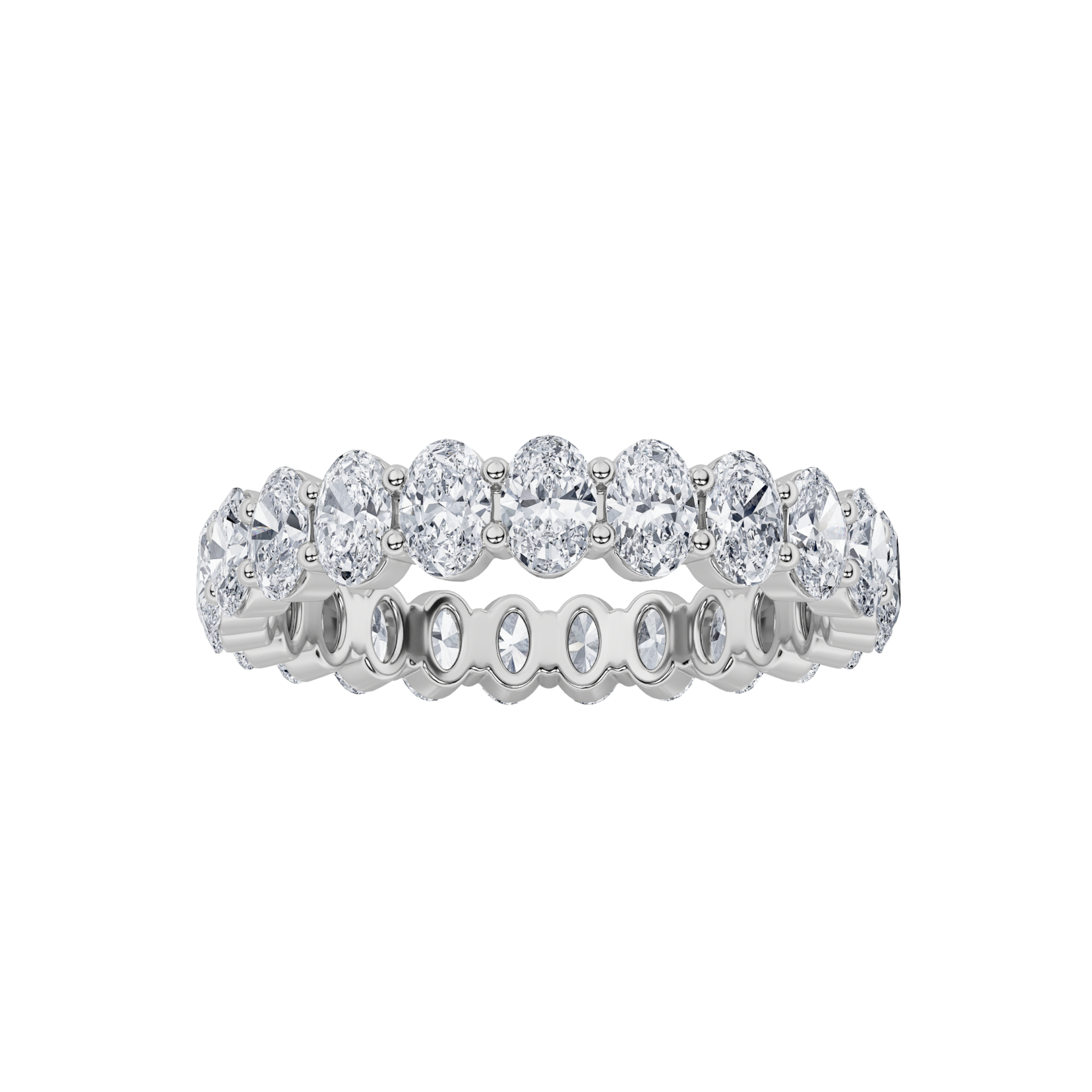 4.5Cttw Oval Shaped Lab Grown Diamond Split Prong Eternity Ring in 14K Gold (F/VS)