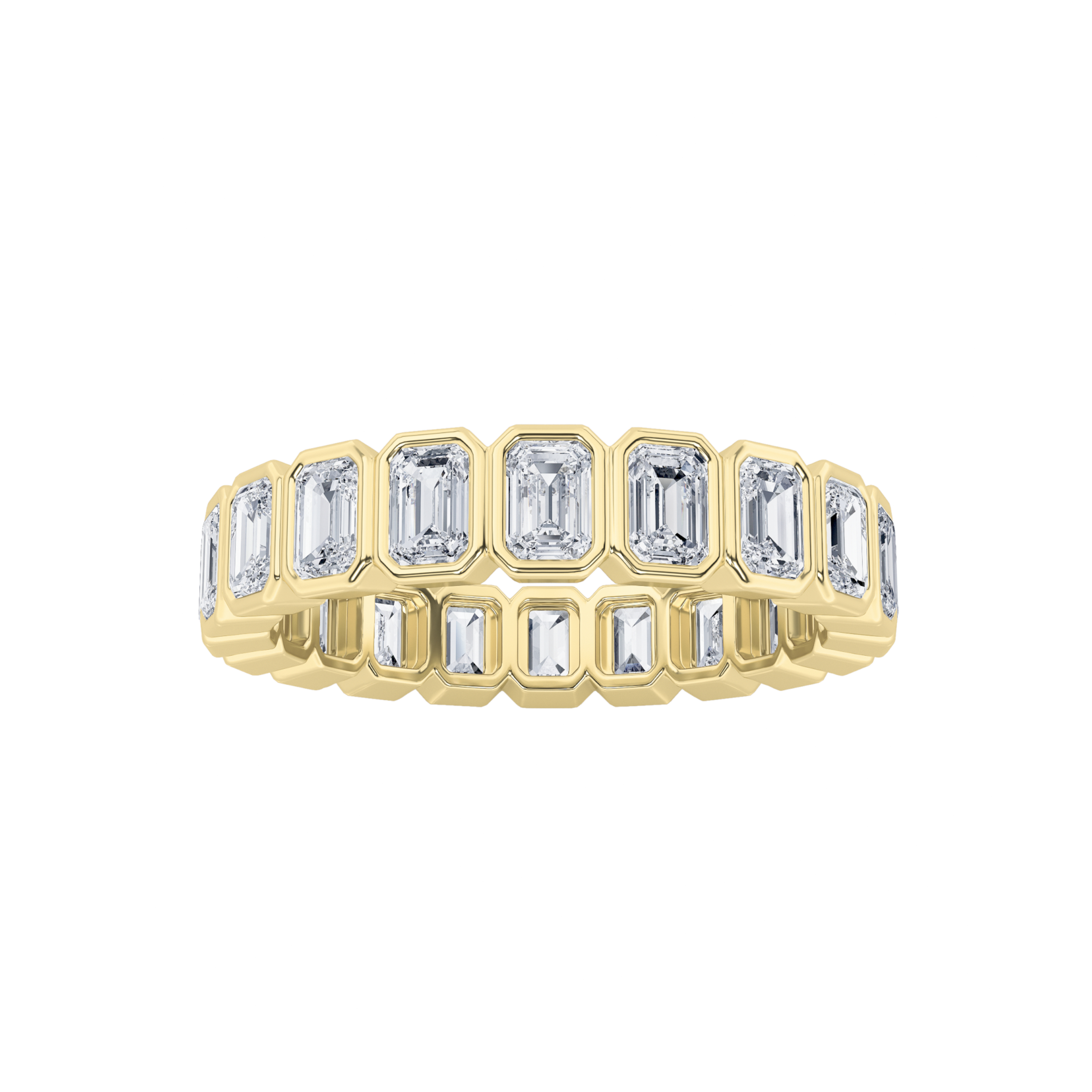 3.25Cttw Emerald Shaped Lab Grown Diamond (F/VS) Eternity Band Ring in 14K Gold