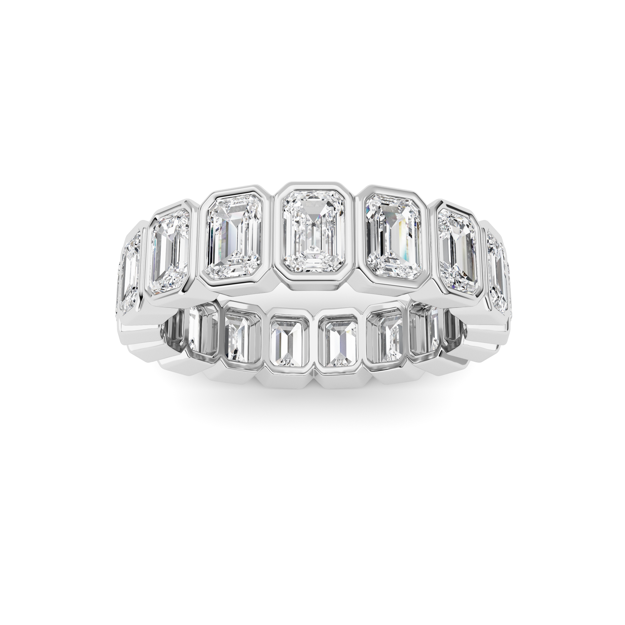 4.25Cttw Emerald Shaped Lab Grown Diamond (F/VS) Eternity Band Ring in 14K Gold