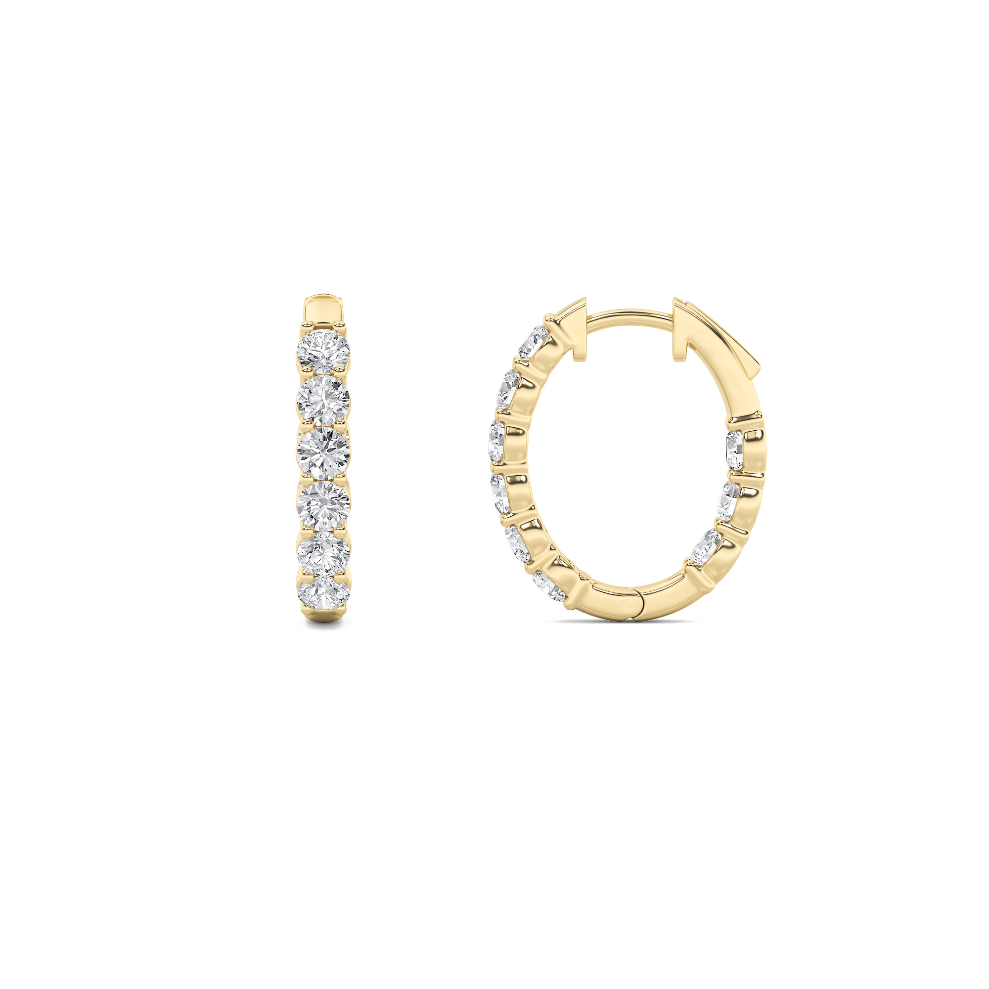 1.5Cttw Round Shaped Lab Grown Diamond (F/VS) Inside Out Hoop Earrings in 14K Gold