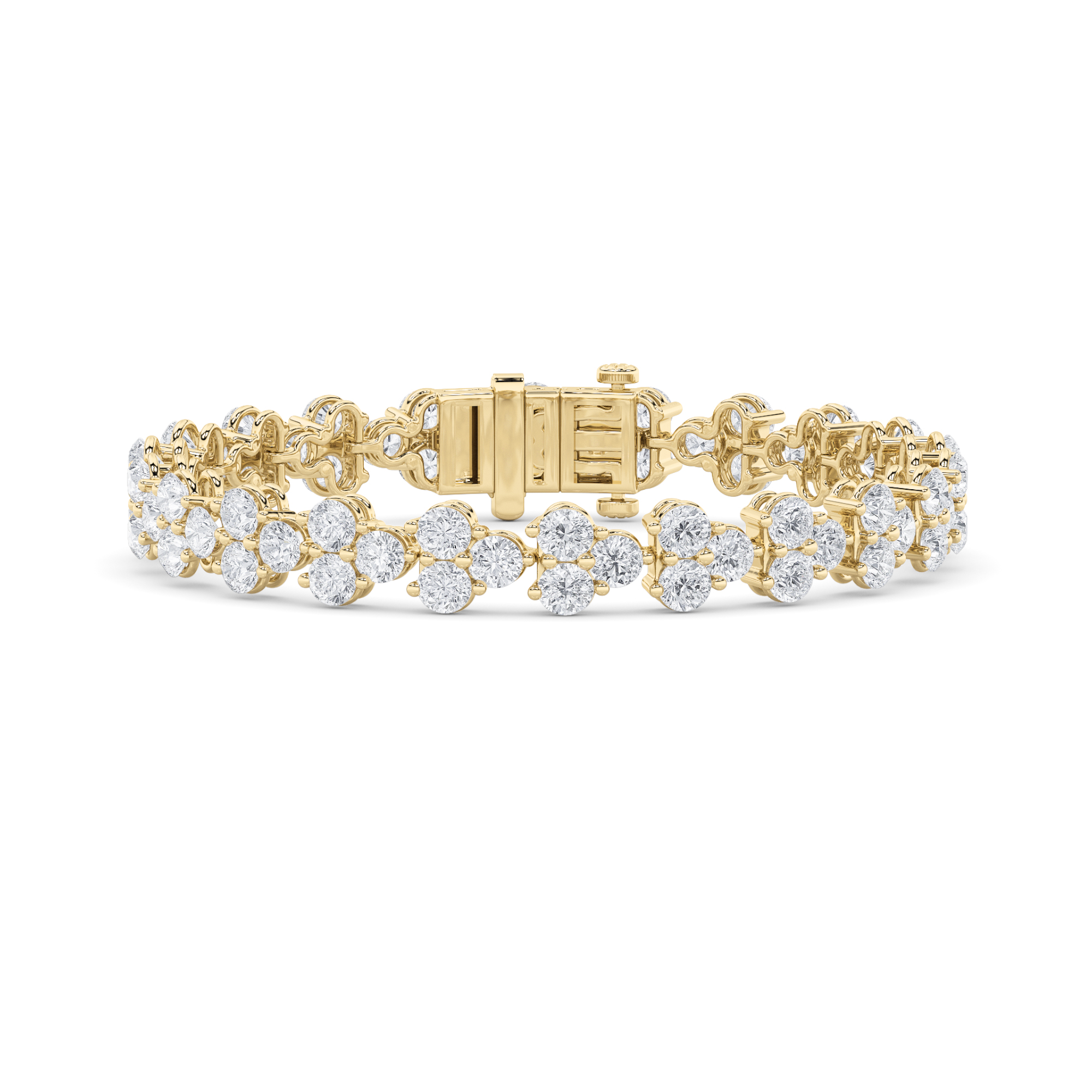 13Cttw Round Shaped Lab Grown Diamond (F/VS) Cluster Bracelet in 14K Gold