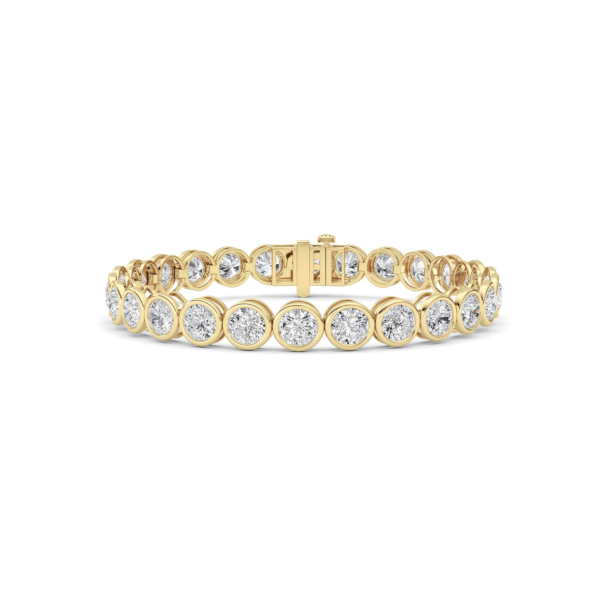 15Cttw Emerald Shaped Lab Grown Diamond (F/VS) East West Bezel Set Bracelet in 14K Gold