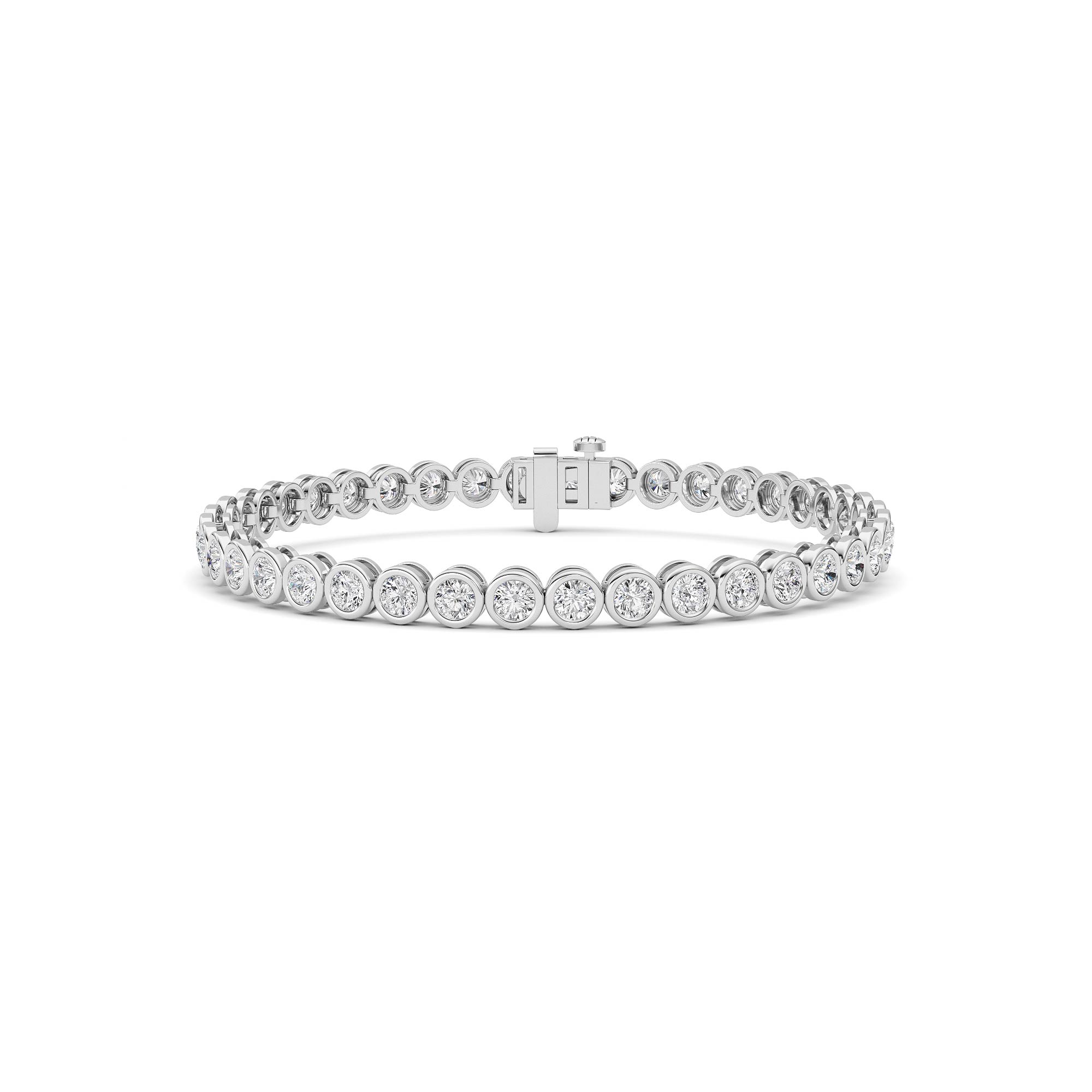 15Cttw Emerald Shaped Lab Grown Diamond (F/VS) East West Bezel Set Bracelet in 14K Gold