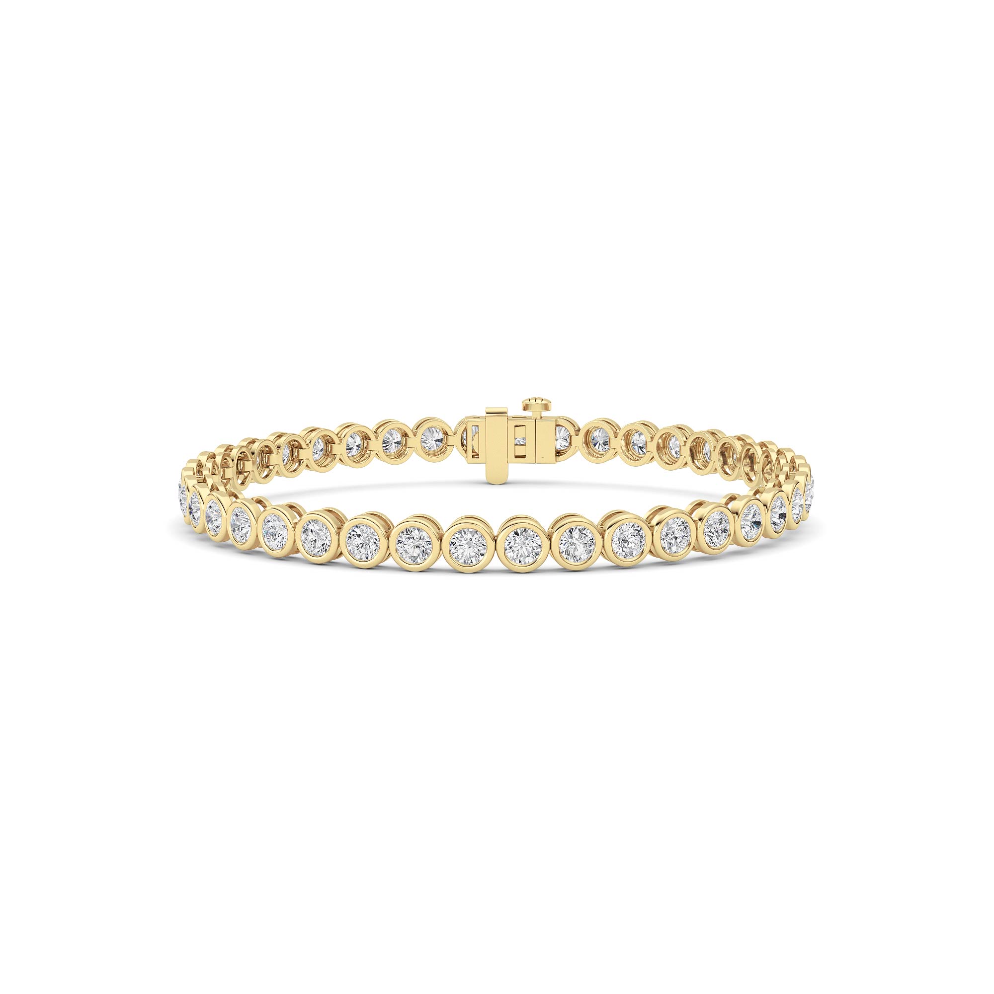 15Cttw Emerald Shaped Lab Grown Diamond (F/VS) East West Bezel Set Bracelet in 14K Gold