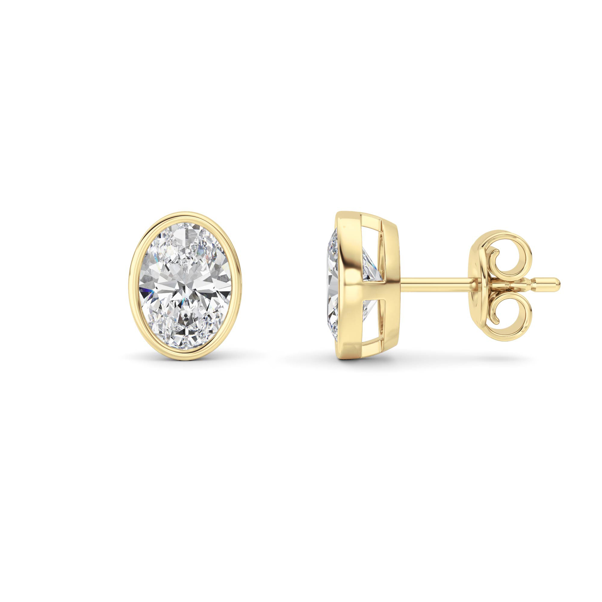 1Cttw Heart Shaped Lab Grown Diamond (F/VS) Bezel Set Stud Earrings in 14K Gold