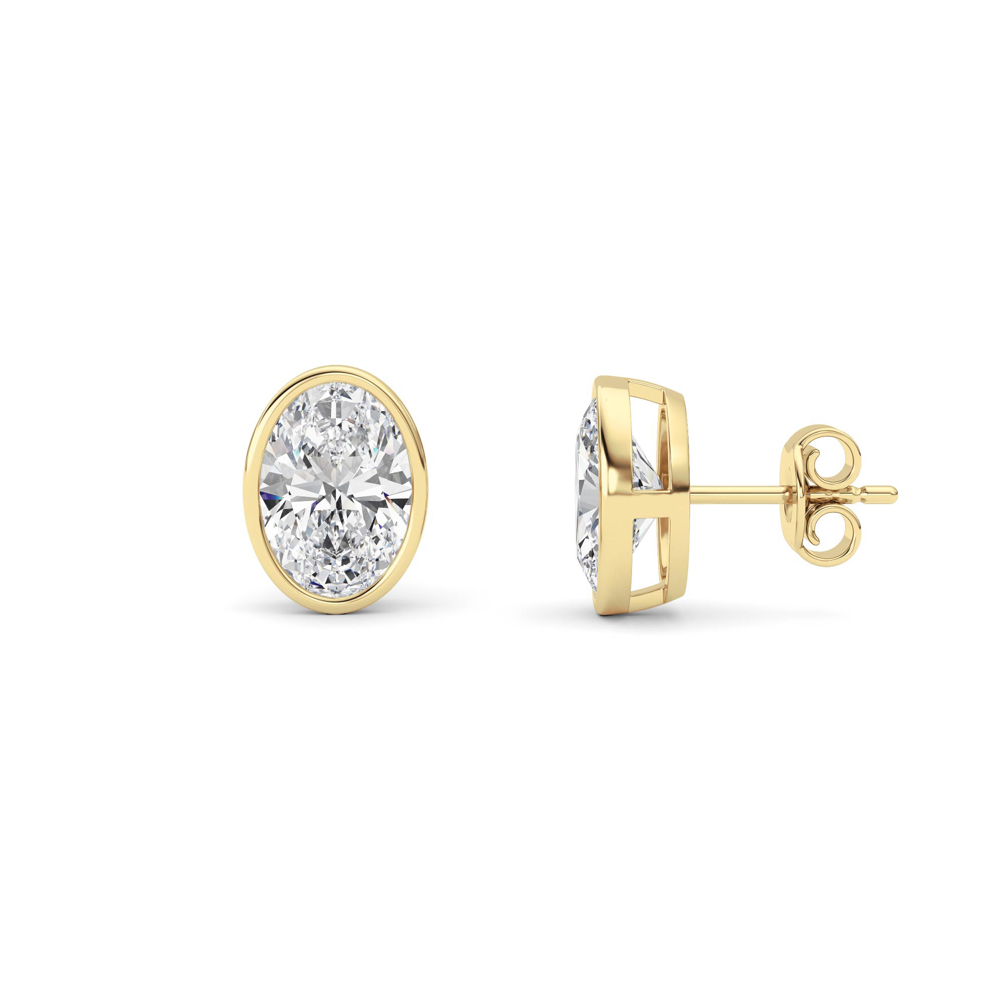1Cttw Heart Shaped Lab Grown Diamond (F/VS) Bezel Set Stud Earrings in 14K Gold