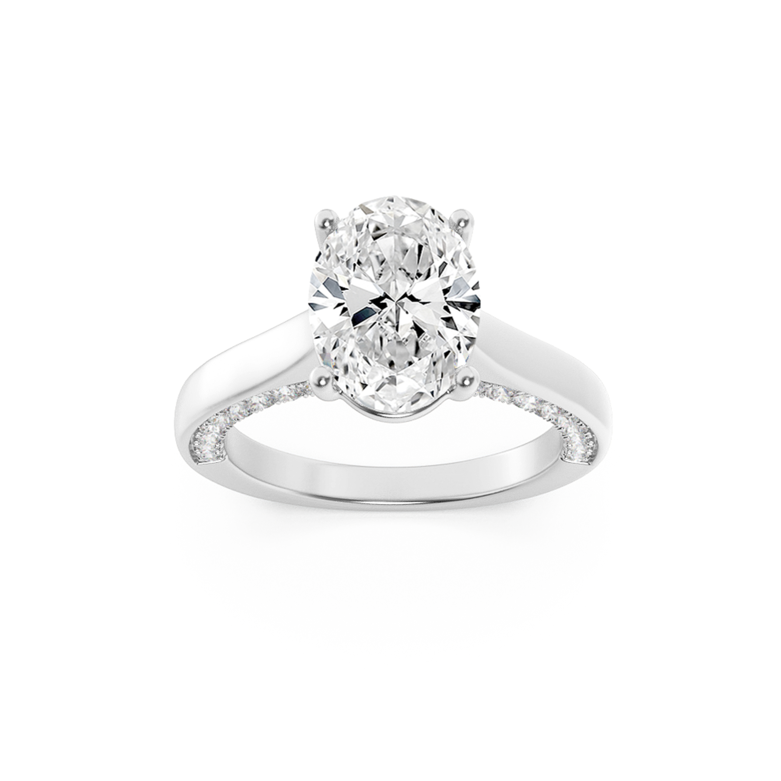 1.33Cttw Oval Shaped Lab Grown Diamond (F/VS) Accented Bridge Shank Engagement Ring in 14K Gold