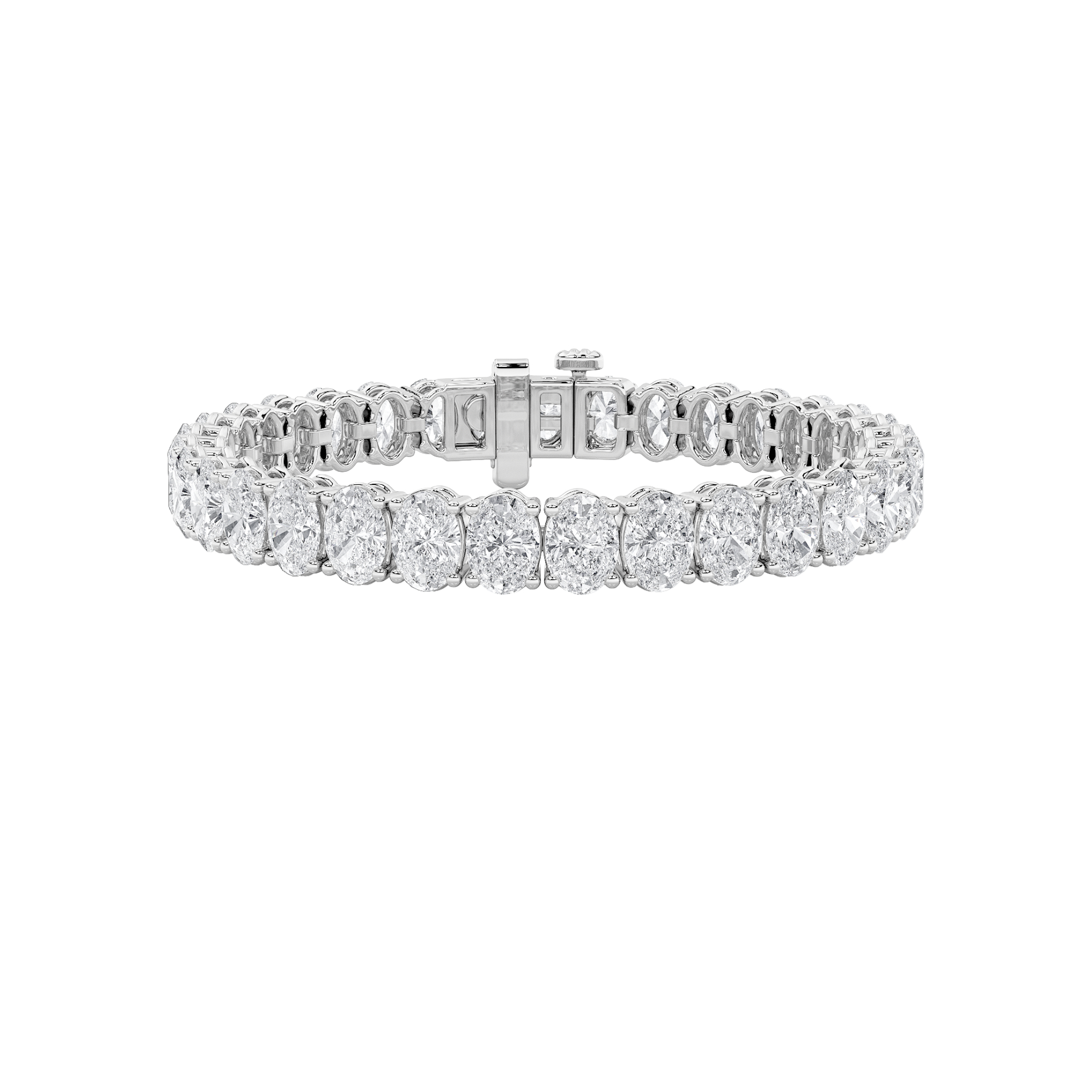 24Cttw Oval Shaped Lab Grown Diamond (F/VS) East West Line Bracelet in 14K Gold