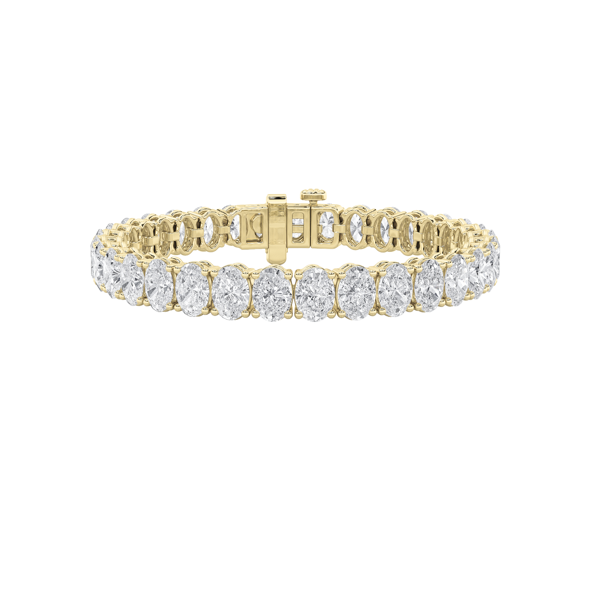 24Cttw Oval Shaped Lab Grown Diamond (F/VS) East West Line Bracelet in 14K Gold