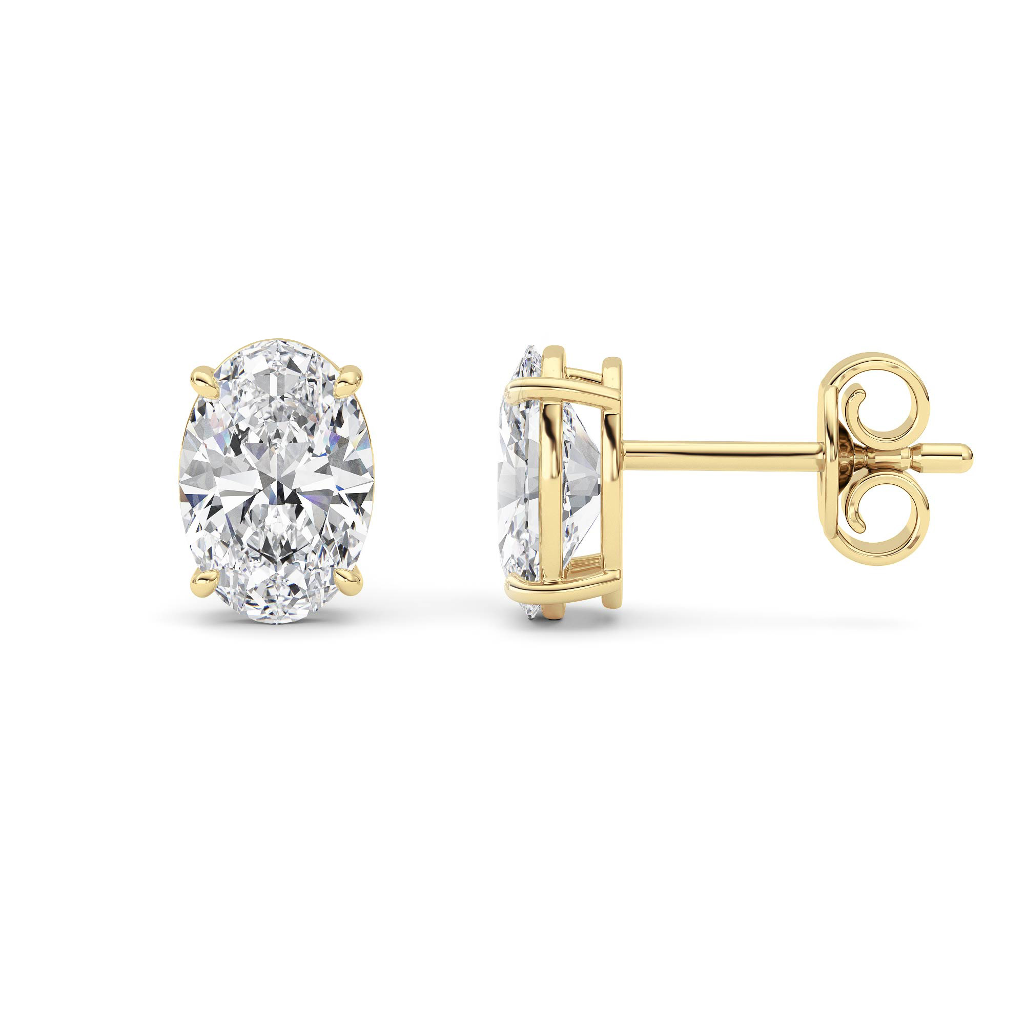 2Cttw Princess Shaped Lab Grown Diamond (F/VS) Stud Earrings in 14K Gold