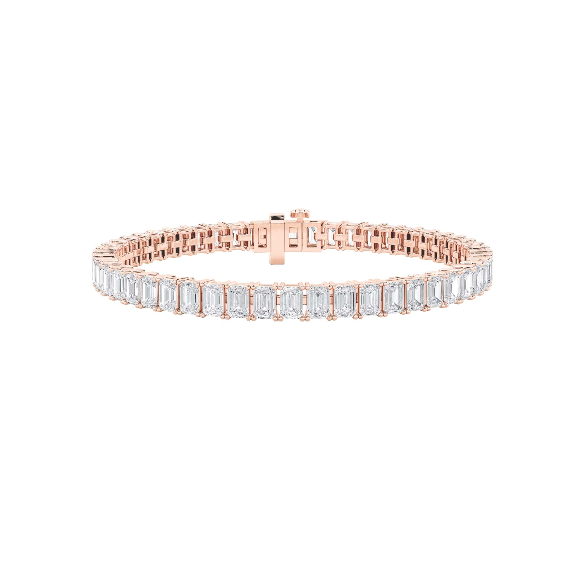 10.00 CT Emerald Diamond Bracelet in 14K Rose Gold