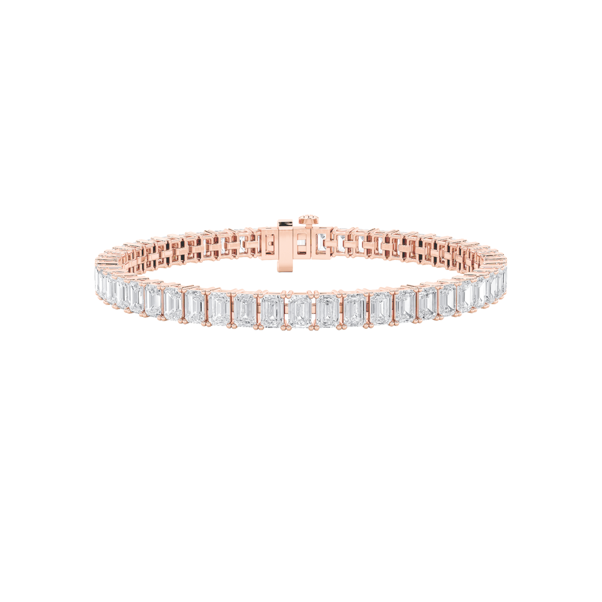 15.00 CT Emerald Diamond Bracelet in 14K Rose Gold