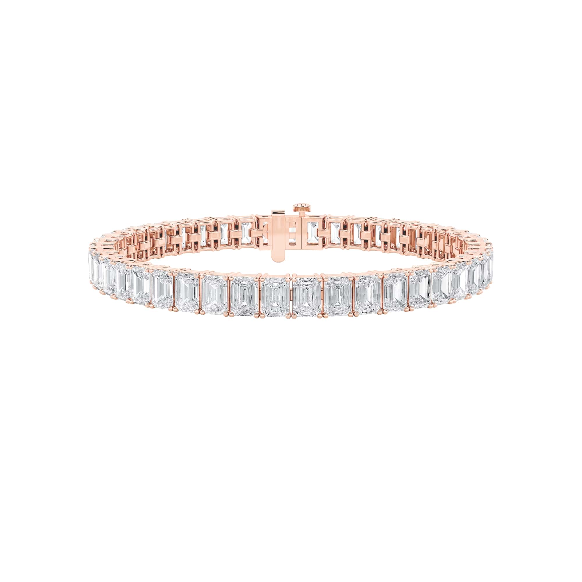 18.50 CT Emerald Diamond Bracelet in 14K Rose Gold