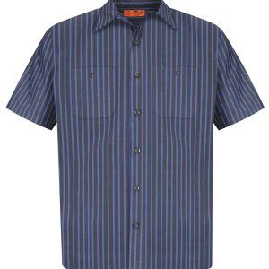 Red Kap Short Sleeve Striped Industrial Work Shirt. CS20