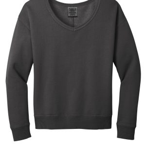 Port & Co Women's Beach Wash Garment-Dyed V-Neck Sweatshirt LPC098V