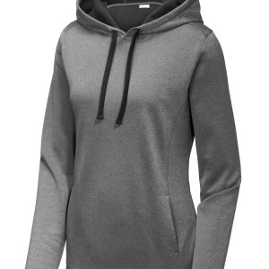 Sport-Tek Women's PosiCharge Sport-Wick Heather Fleece Hooded Pullover. LST264