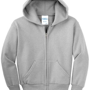 Port & Co Youth Core Fleece Full-Zip Hooded Sweatshirt. PC90YZH