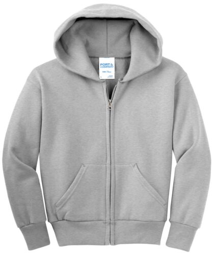 Port & Co Youth Core Fleece Full-Zip Hooded Sweatshirt. PC90YZH
