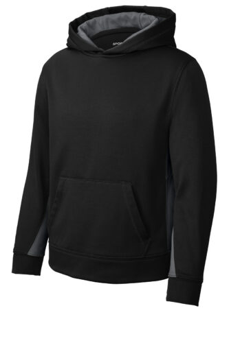 Sport-Tek Youth Sport-Wick Fleece Colorblock Hooded Pullover. YST235