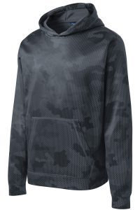 Sport-Tek Youth Sport-Wick CamoHex Fleece Hooded Pullover. YST240