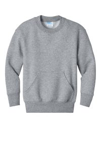 Port & Co Youth Core Fleece Crewneck Pocket Sweatshirt PC78YPKT
