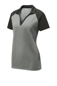Sport-Tek Women's PosiCharge RacerMesh Raglan Heather Block Polo. LST641