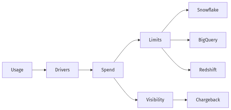 Cost flow from usage to guardrails and visibility