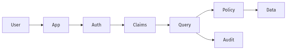 Access flow with tenant checks and audit trail