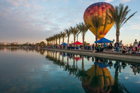 Riverview Park Water Reflection Hot Air Balloon