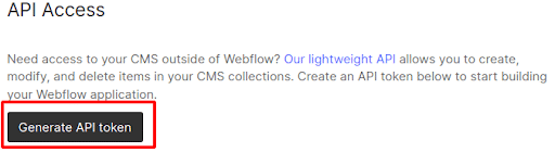 Generating an API access token l Webflow Api