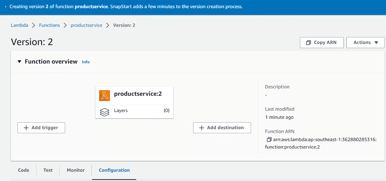 Creating Lambda execution environment