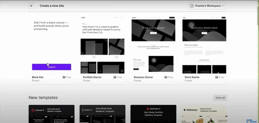 webflow dashboard