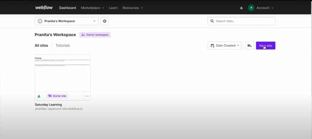 webflow dashboard