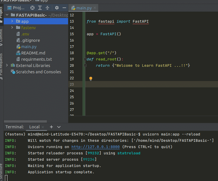 Setup of FastAPI 
