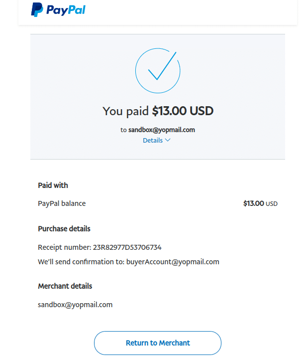 Payment confirmation