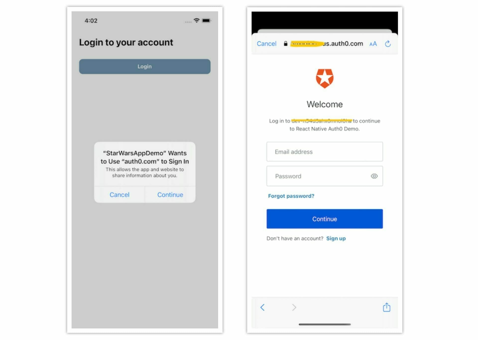 Login dashboard auth0