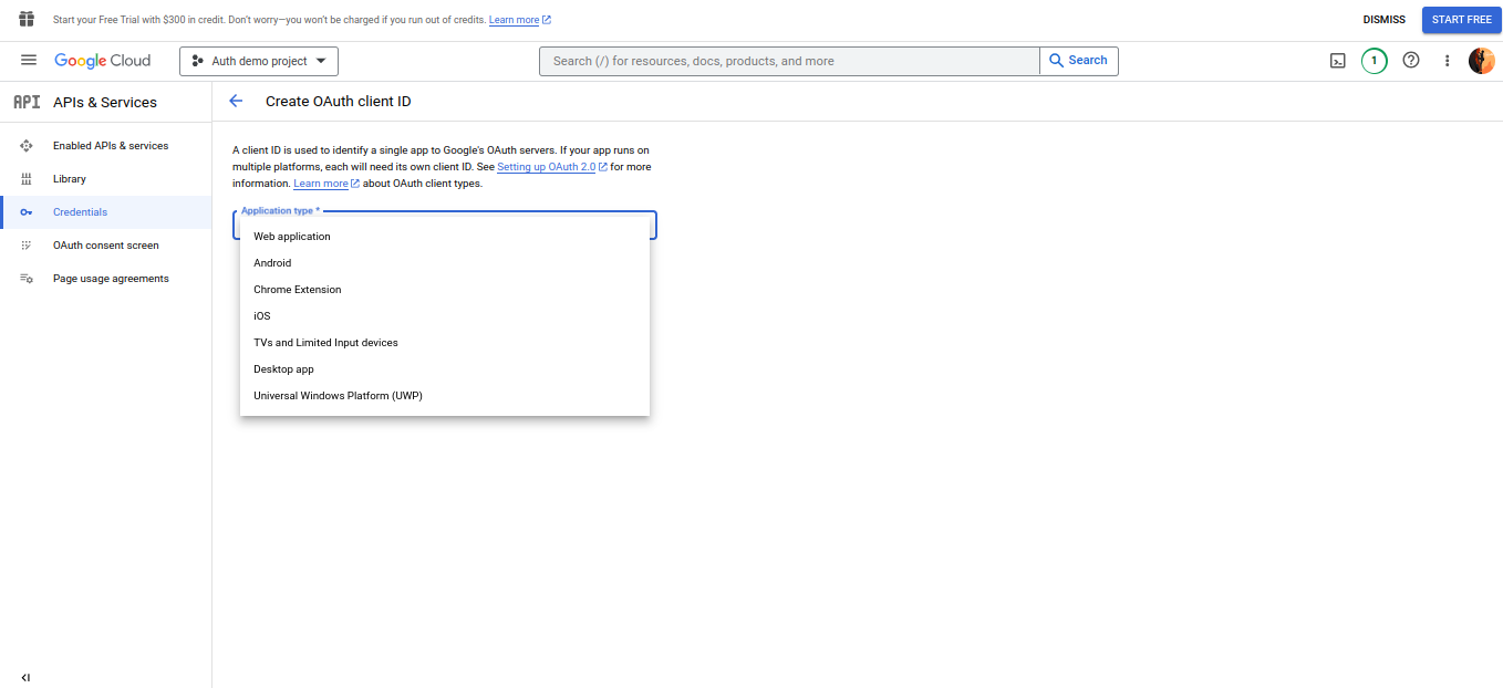 Creating OAuth 2.0 Credentials