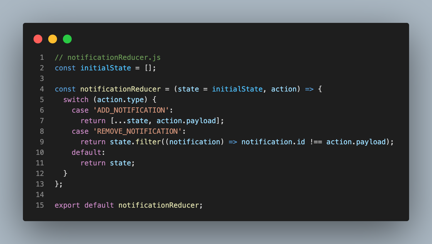 Notification Reducer To handle the notification states