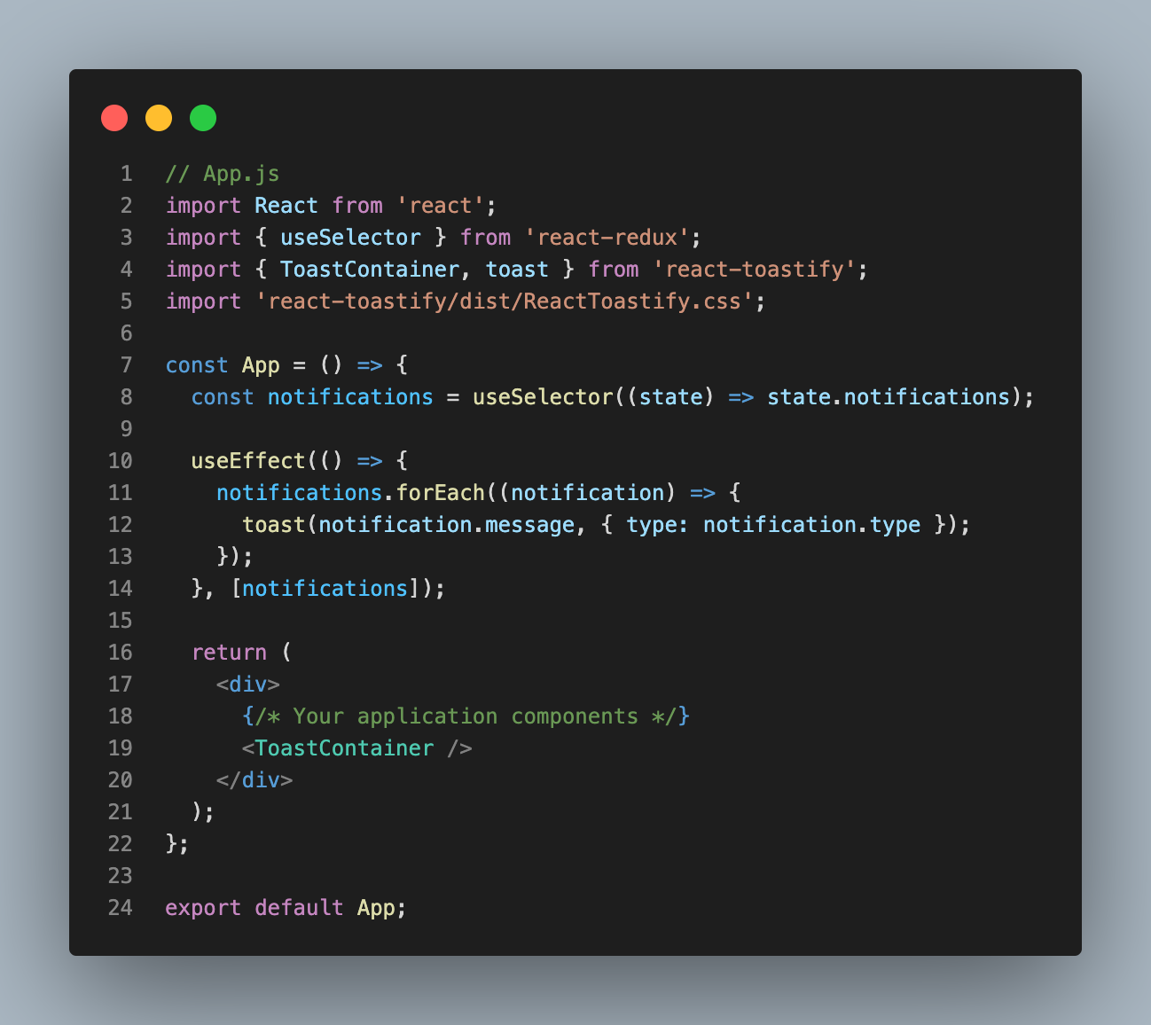 Use the notification component in your application