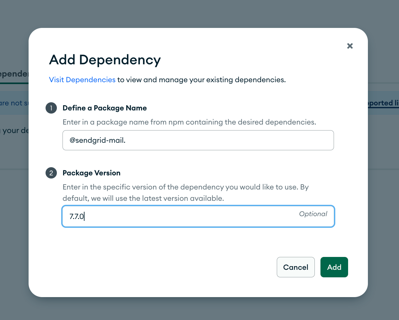 Add sendgrid package