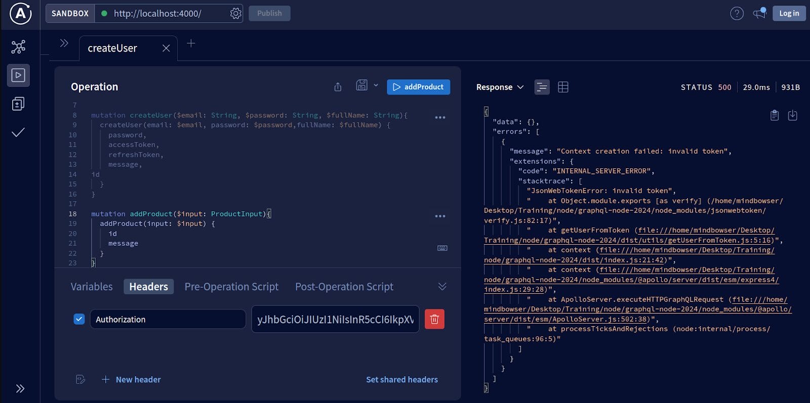Invalid-Token-Error
