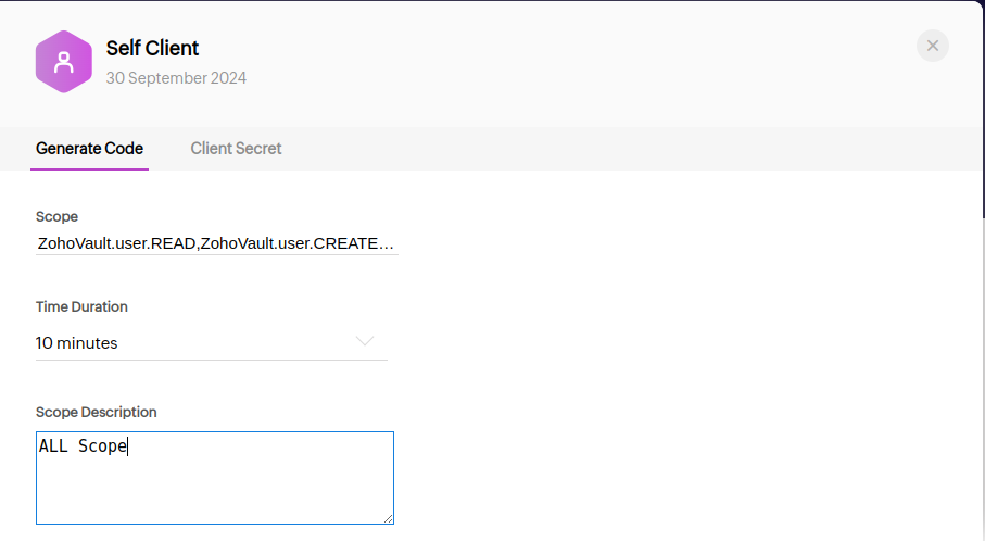Creating self client