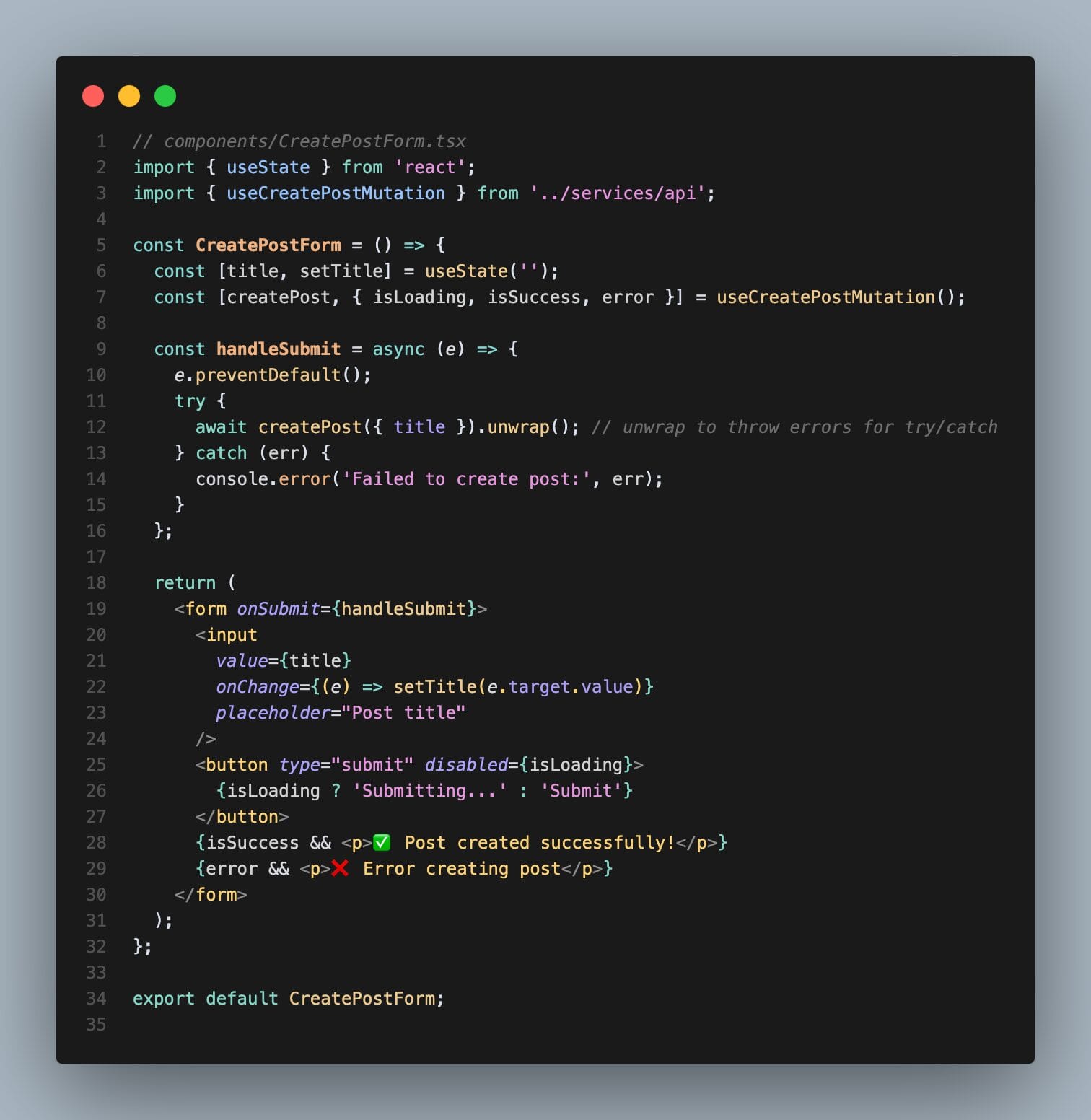 Mutation Hook in a Component