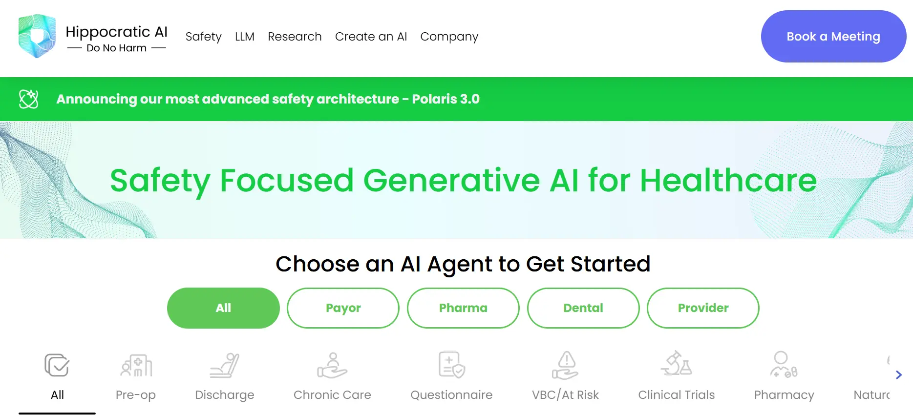 Website Screenshot of Hippocratic AI