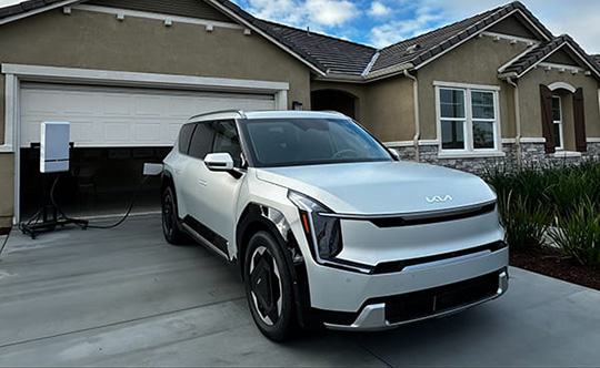 Electric car charging at a home