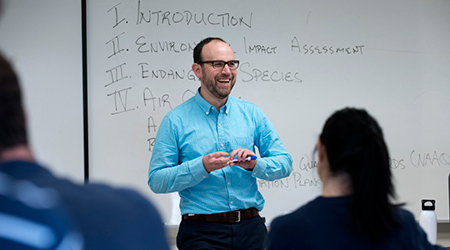 New professor teaching a class