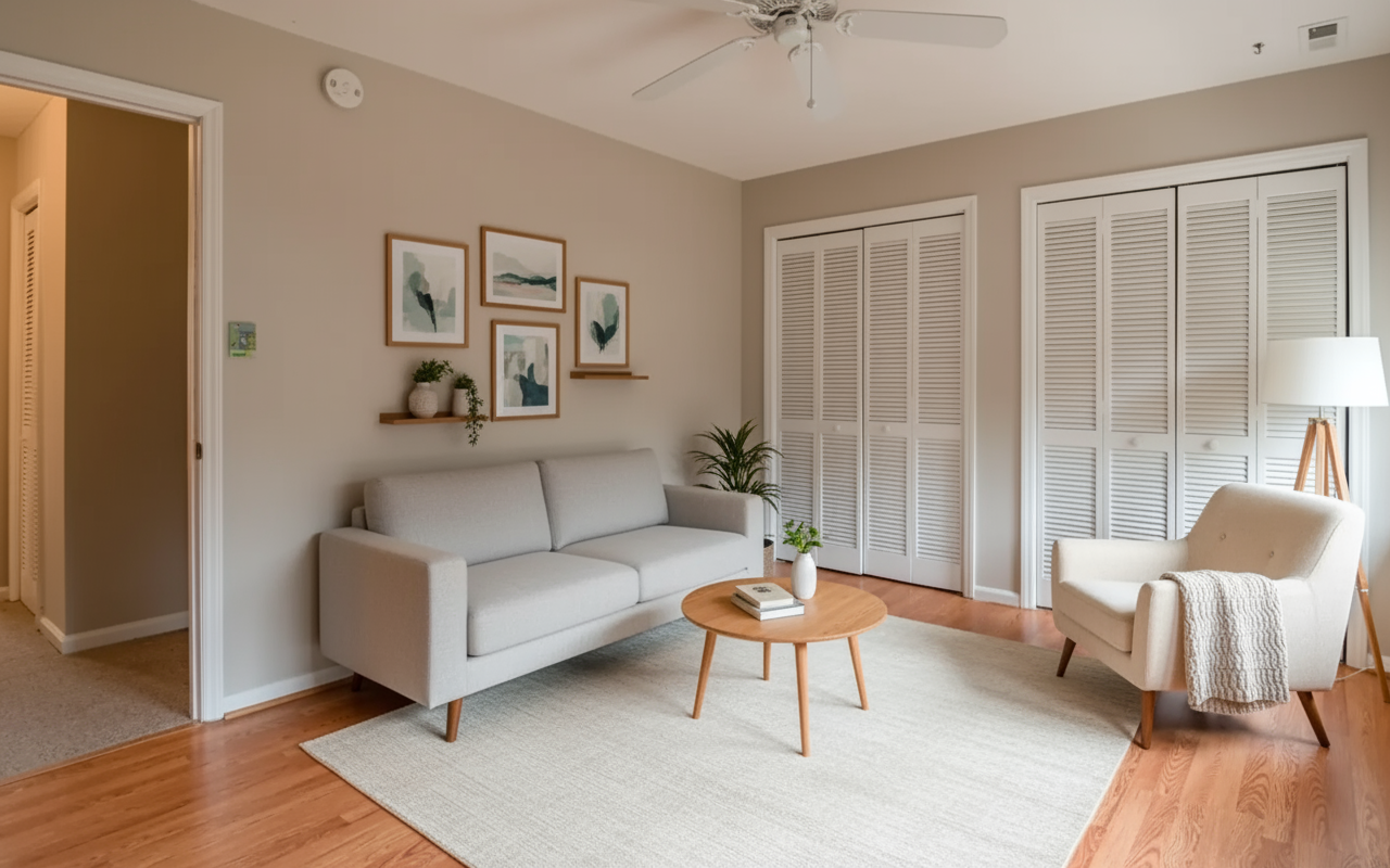 After - studio transformation: modern living room